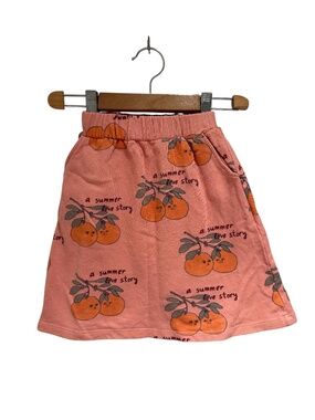 THE CAMPAMENTO orange/pink soft midi skirt - size 2 (generous/flex fit)
